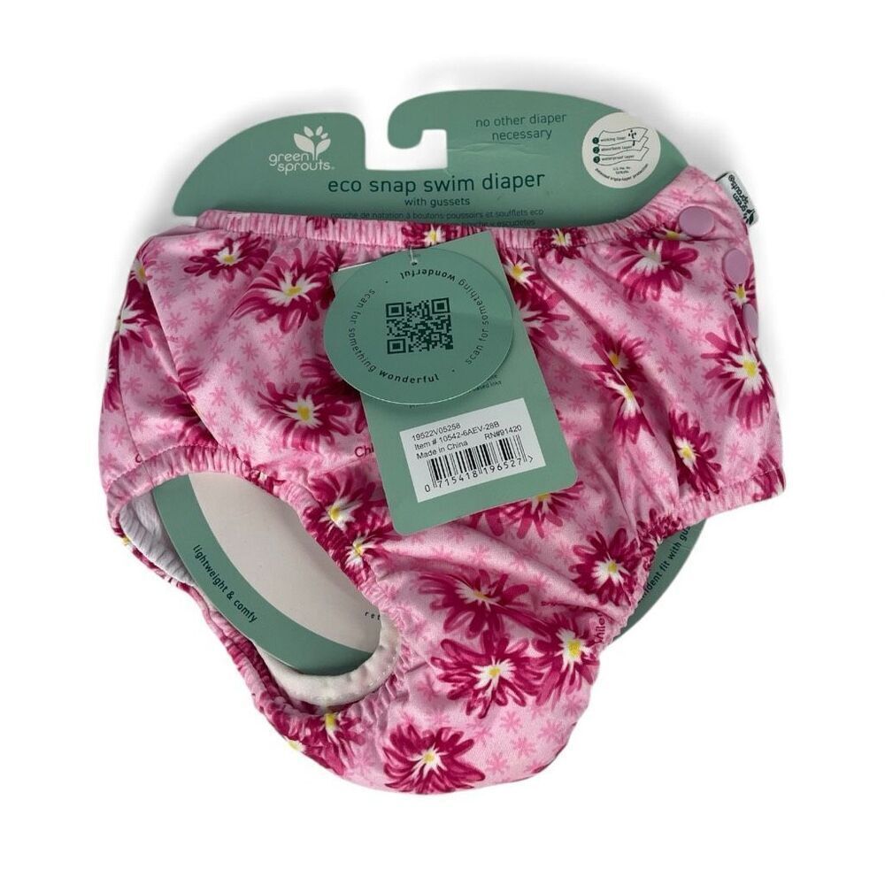 Green Sprouts Eco Snap Swim Pink Floral Reusable Baby Swimwear 4T New